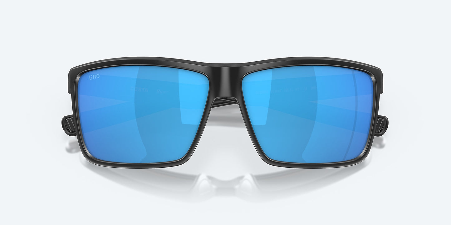 [Blue Mirror Polarized Glass Lenses, Matte Black Frame]