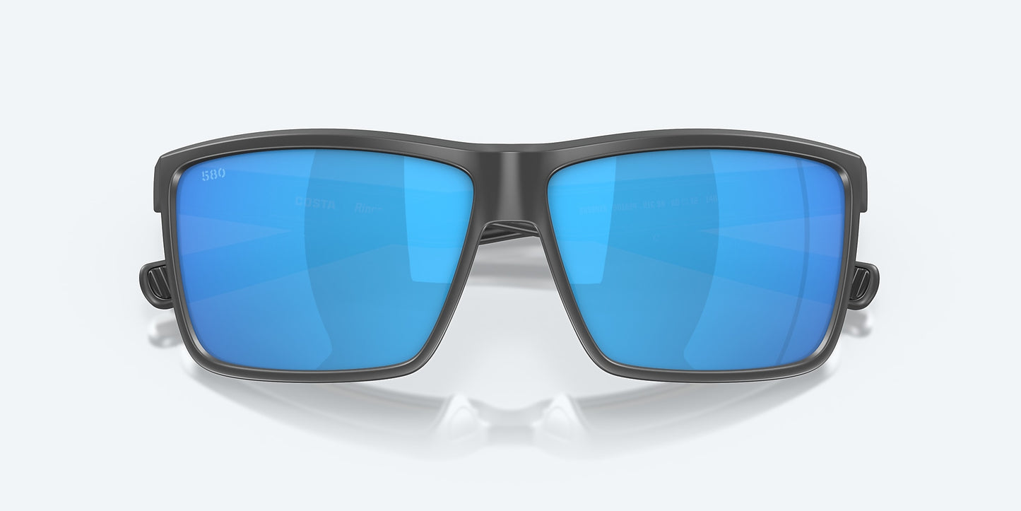 [Blue Mirror Polarized Glass Lenses, Matte Gray Frame]