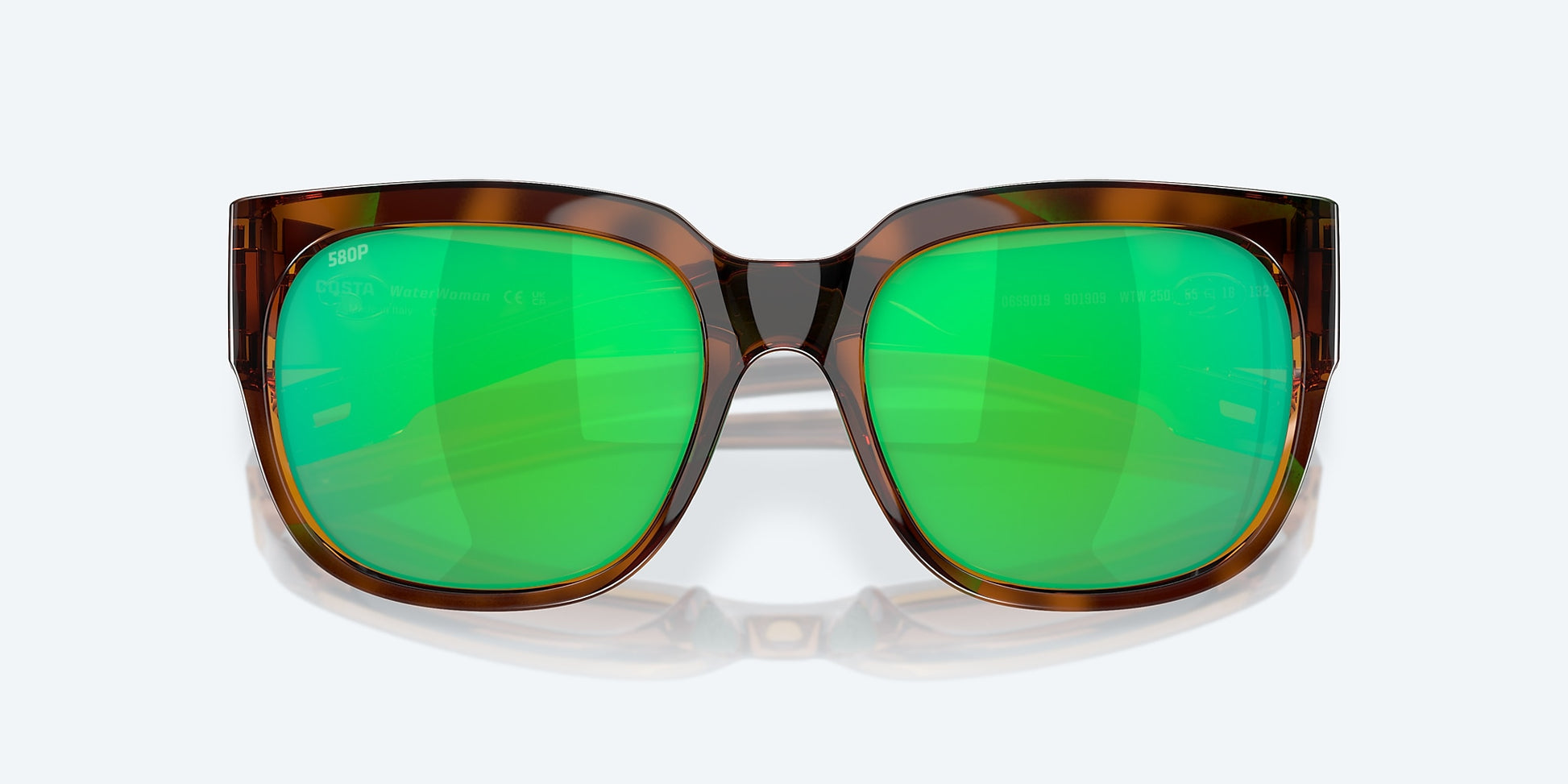 [Green Mirror Polarized Polycarbonate Lenses, Shiny Palm Tortoise Frame]