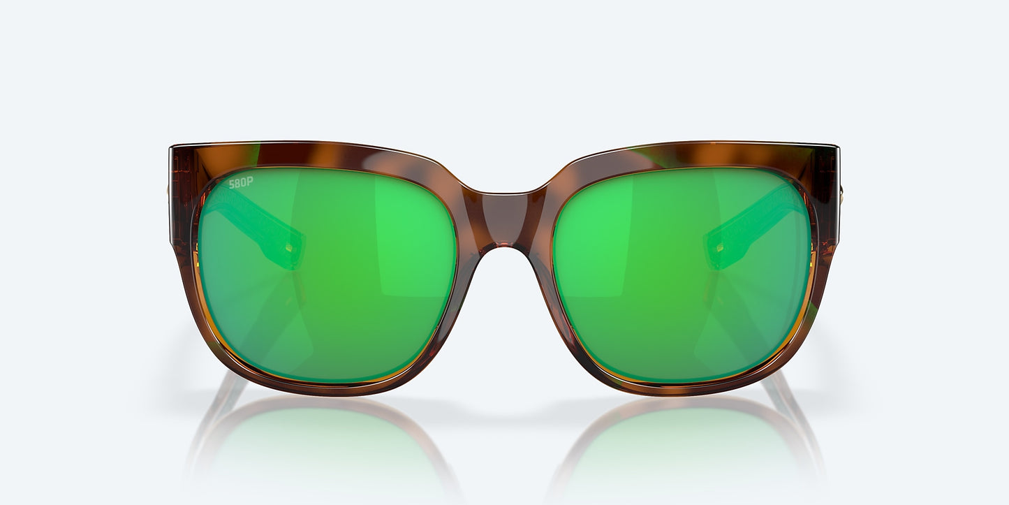 [Green Mirror Polarized Polycarbonate Lenses, Shiny Palm Tortoise Frame]