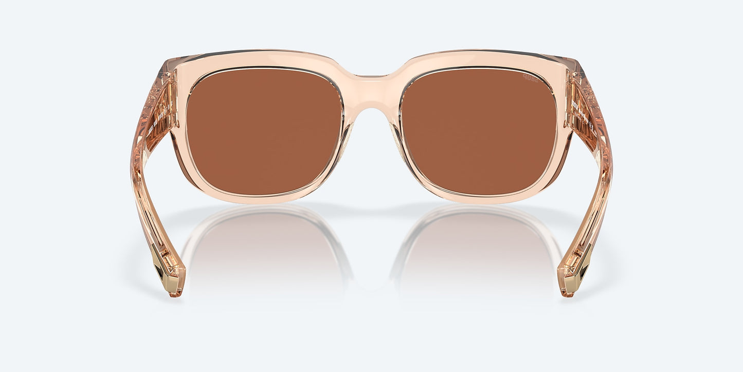 [Copper Silver Mirror Polarized Polycarbonate Lenses, Shiny Blonde Crystal Frame]