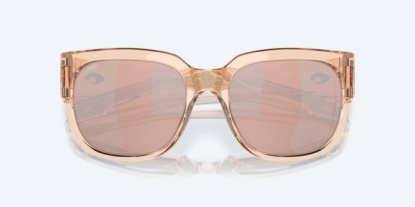 [Copper Silver Mirror Polarized Polycarbonate Lenses, Shiny Blonde Crystal Frame]