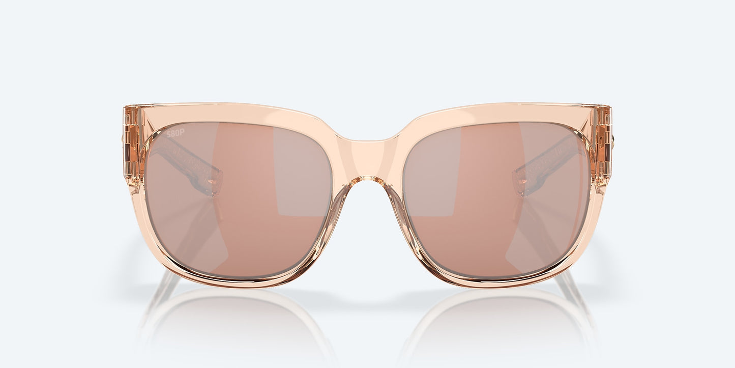[Copper Silver Mirror Polarized Polycarbonate Lenses, Shiny Blonde Crystal Frame]