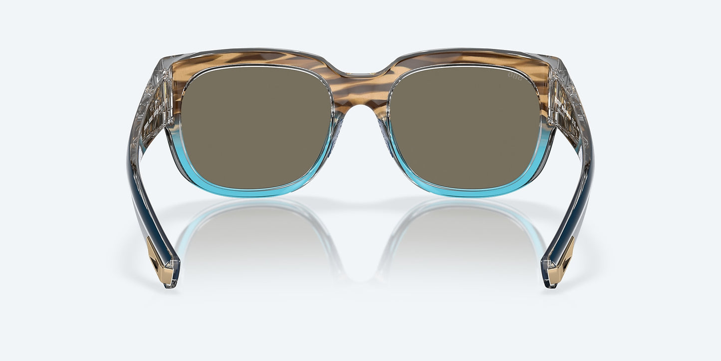 [Blue Mirror Polarized Glass Lenses, Shiny Wahoo Frame]