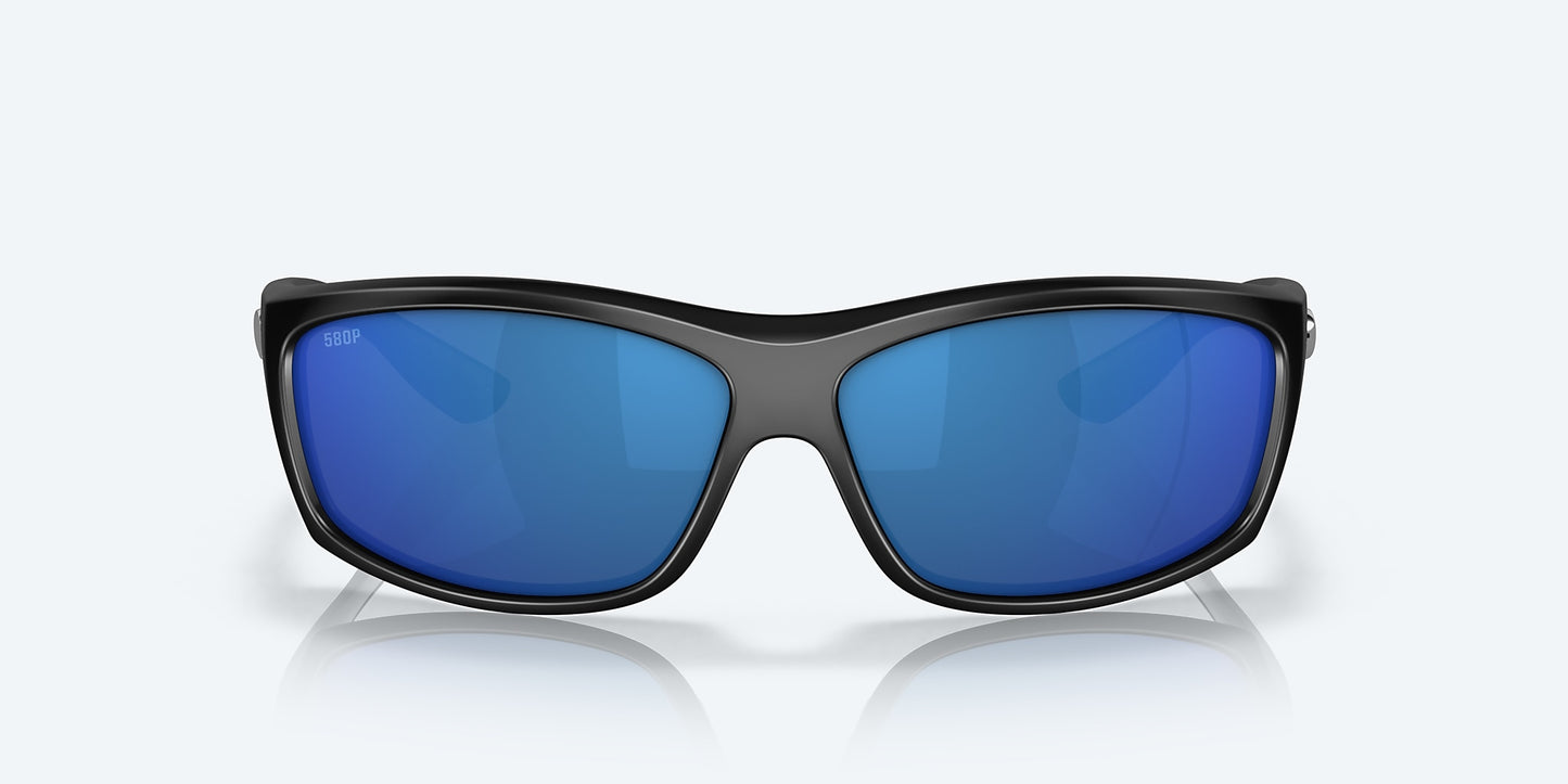 [Blue Mirror Polarized Polycarbonate Lenses, Matte Black Frame]