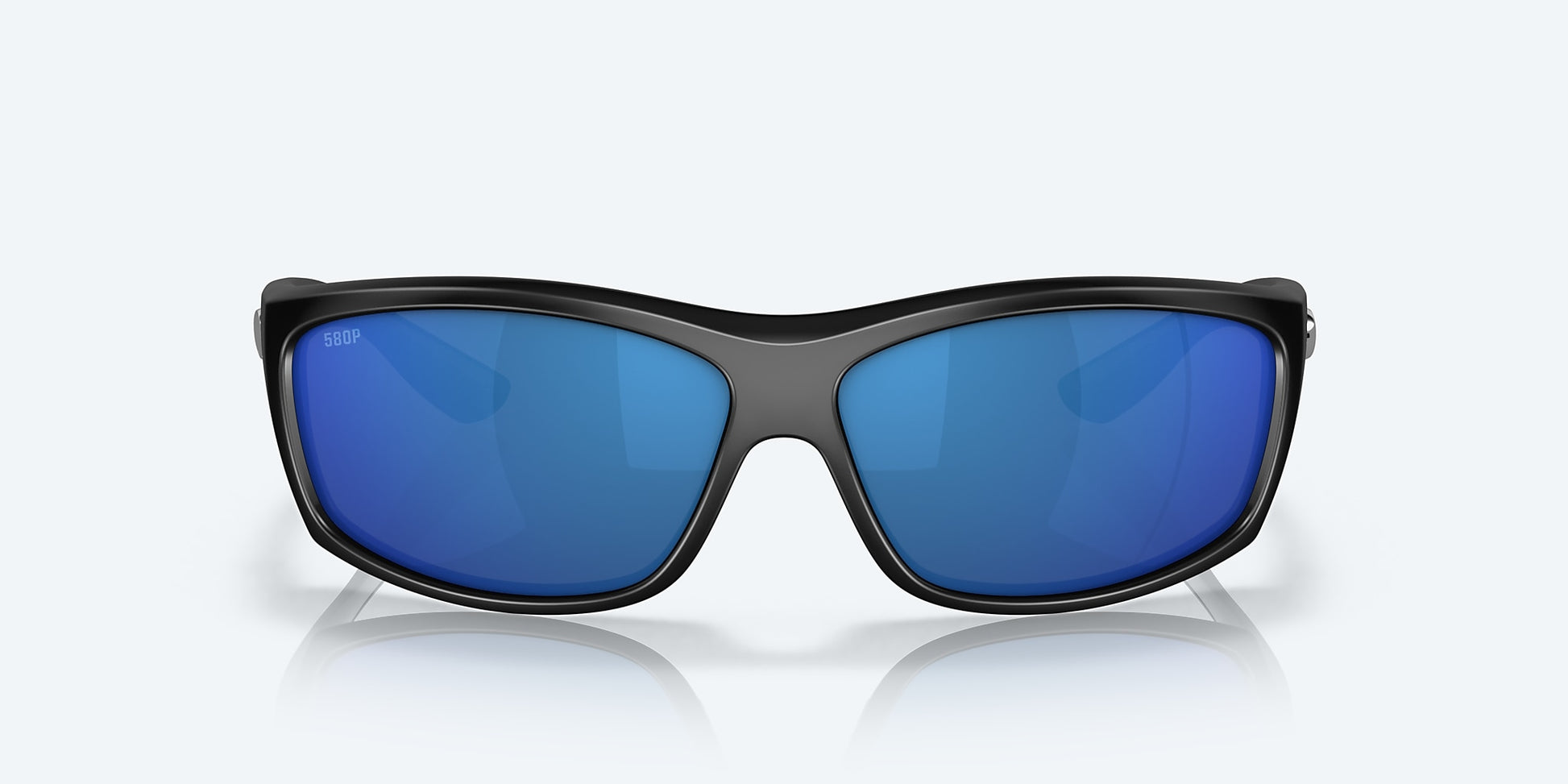 [Blue Mirror Polarized Polycarbonate Lenses, Matte Black Frame]