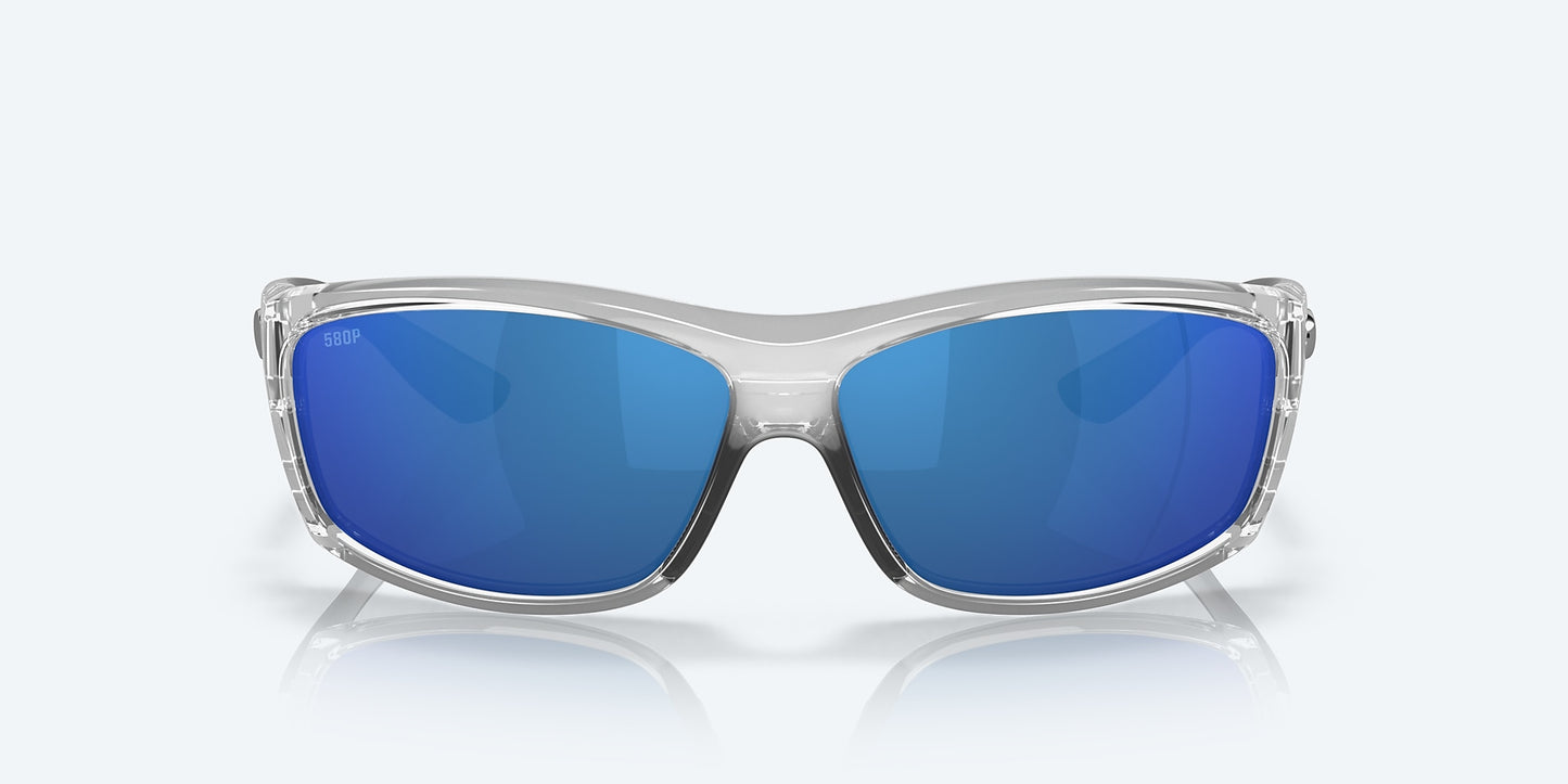 [Blue Mirror Polarized Polycarbonate Lenses, Silver Frame]