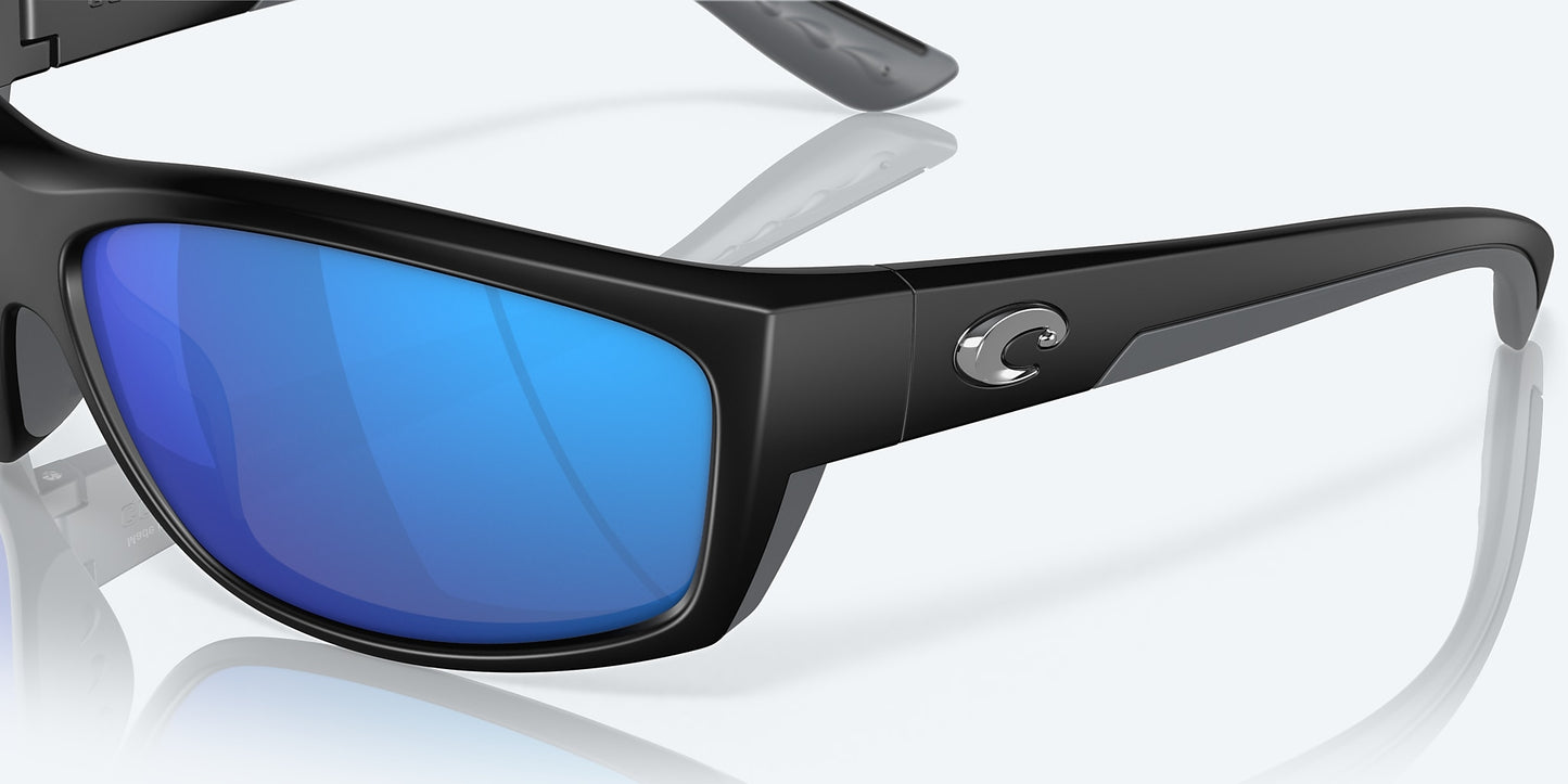 [Blue Mirror Polarized Glass Lenses, Matte Black Frame]