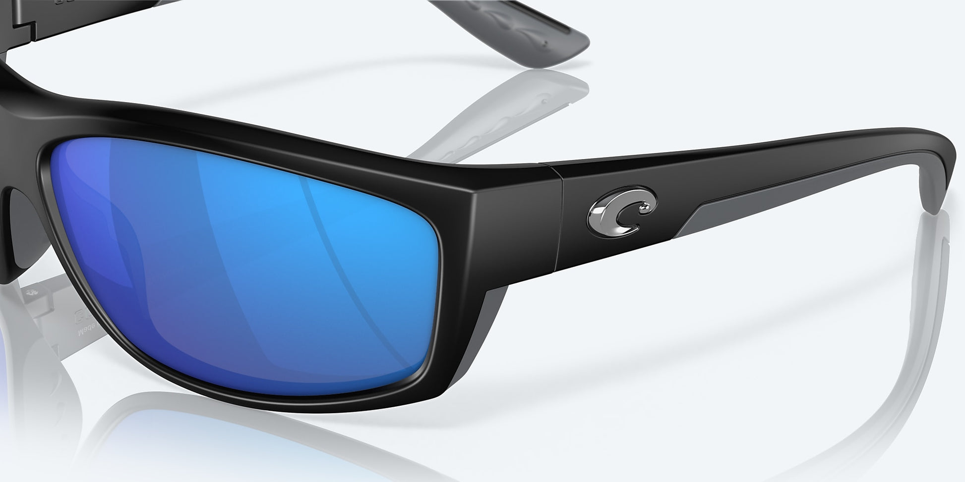 [Blue Mirror Polarized Glass Lenses, Matte Black Frame]