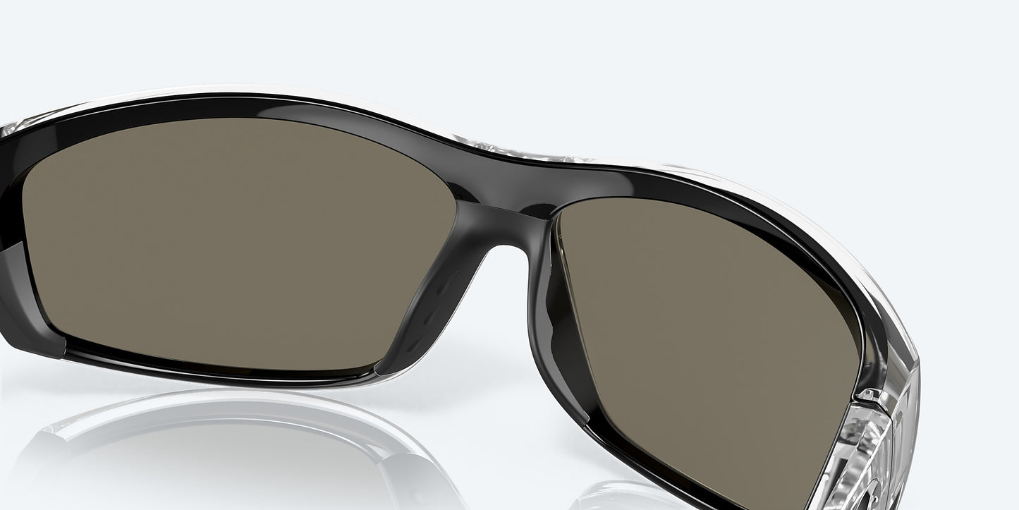 [Blue Mirror Polarized Glass Lenses, Silver Frame]