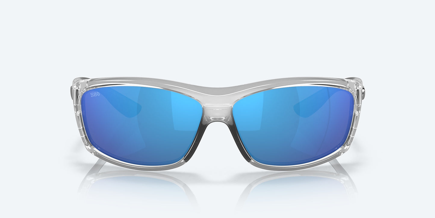 [Blue Mirror Polarized Glass Lenses, Silver Frame]