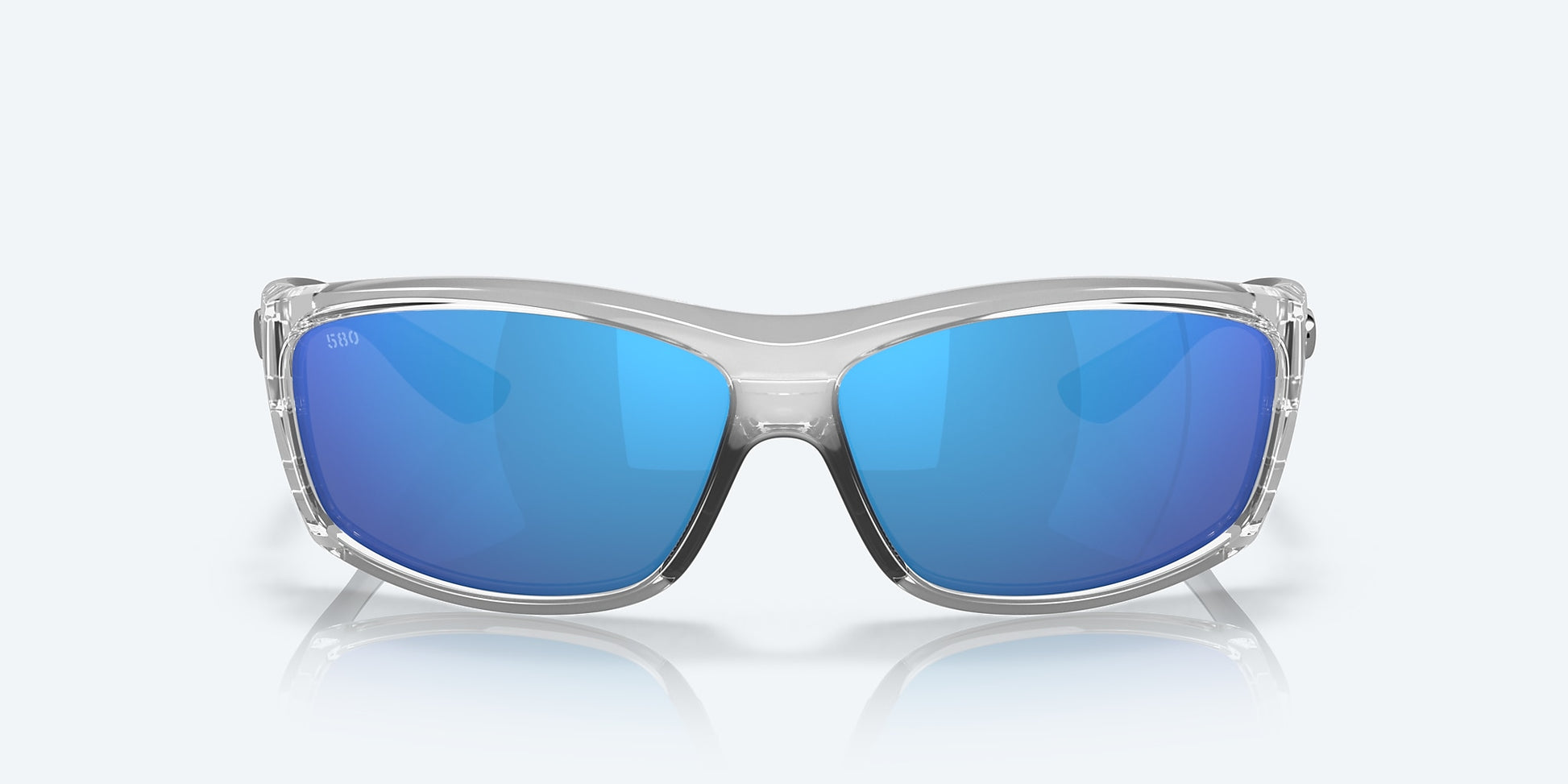 [Blue Mirror Polarized Glass Lenses, Silver Frame]