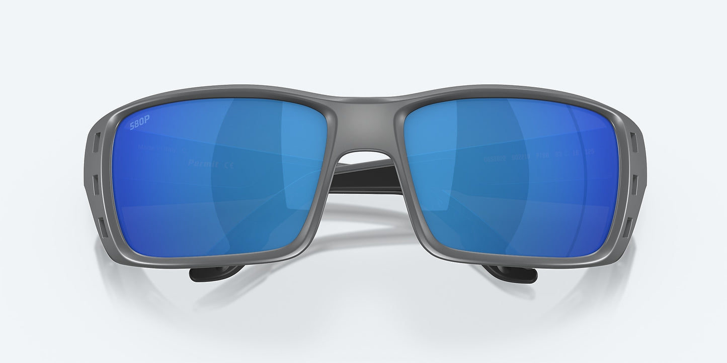 [Blue Mirror Polarized Polycarbonate Lenses, Matte Gray Frame]