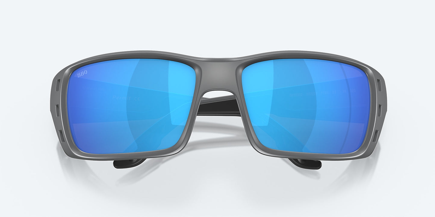 [Blue Mirror Polarized Glass Lenses, Matte Gray Frame]