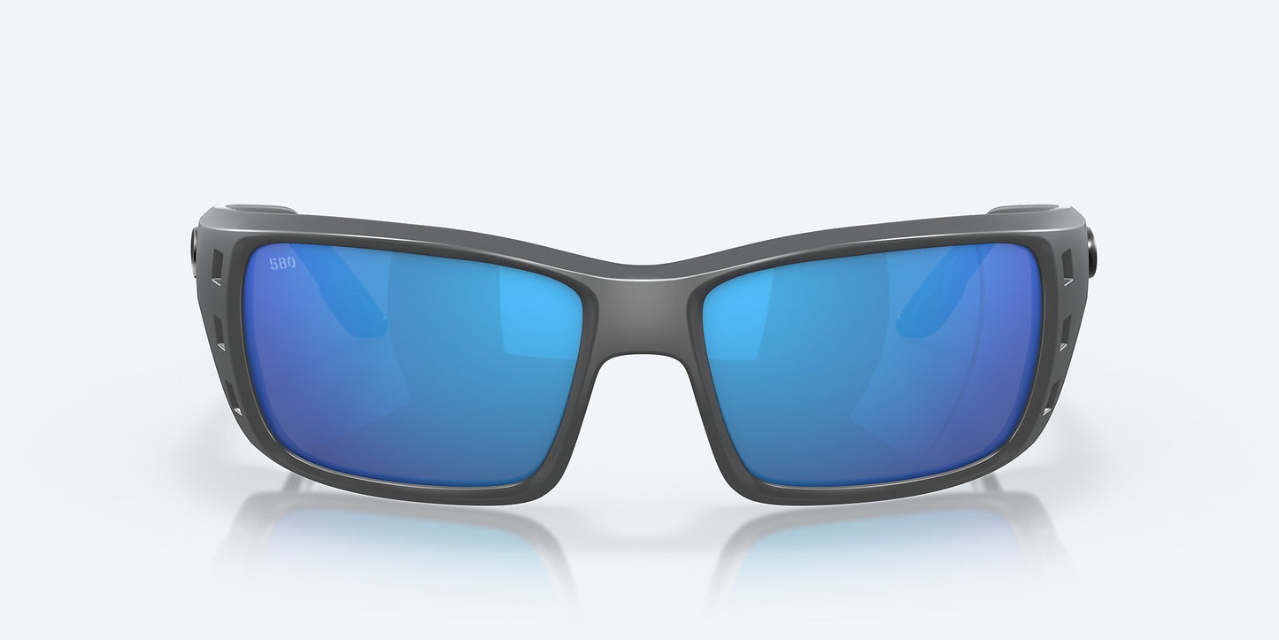 [Blue Mirror Polarized Glass Lenses, Matte Gray Frame]