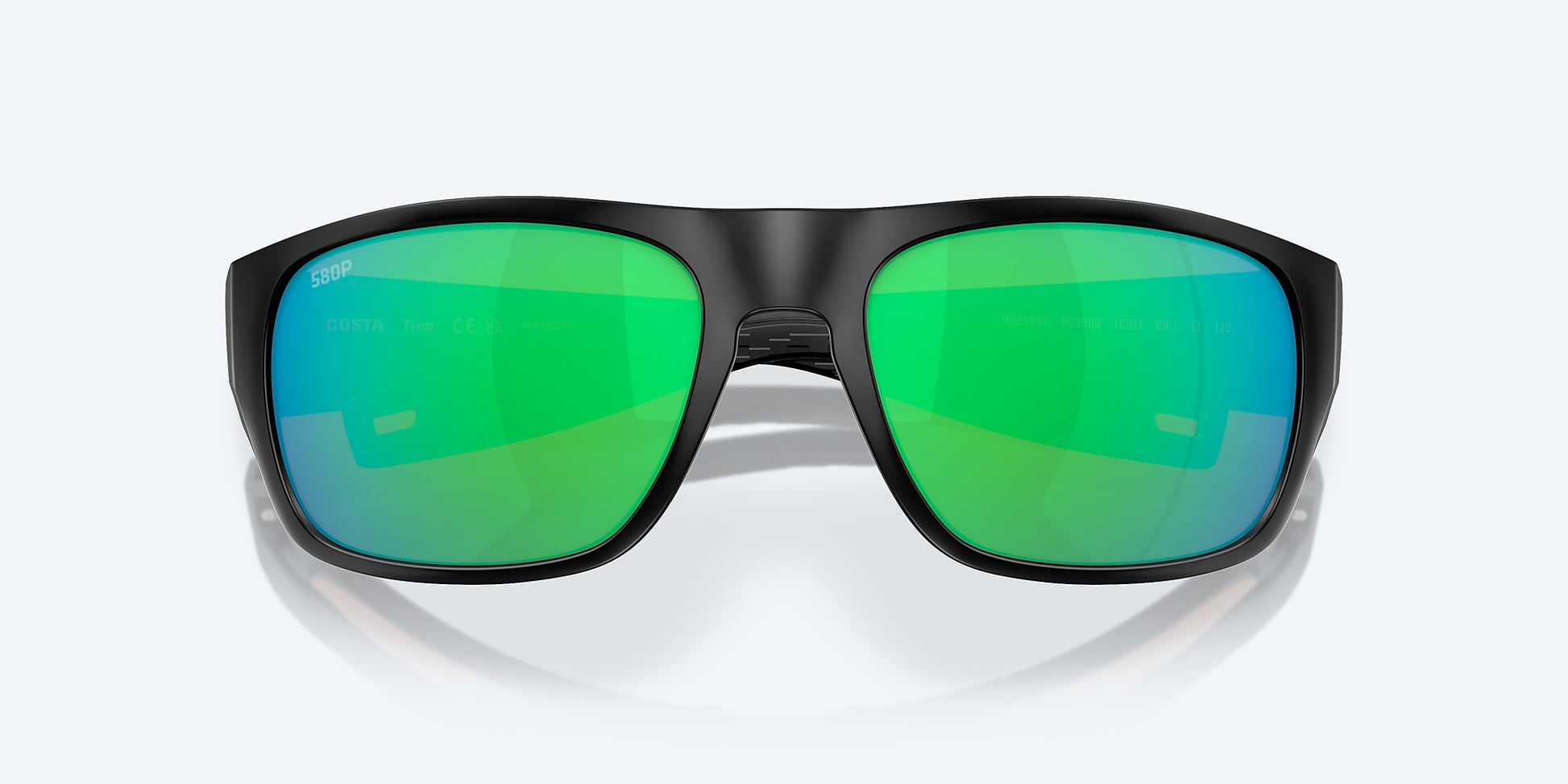 [Green Mirror Polarized Polycarbonate Lenses, Matte Black Frame]