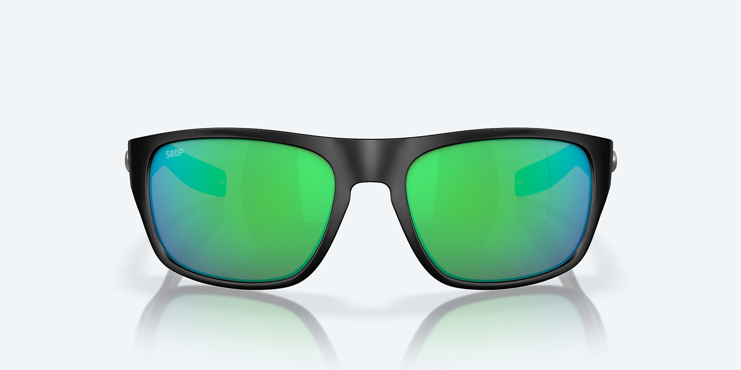 [Green Mirror Polarized Polycarbonate Lenses, Matte Black Frame]