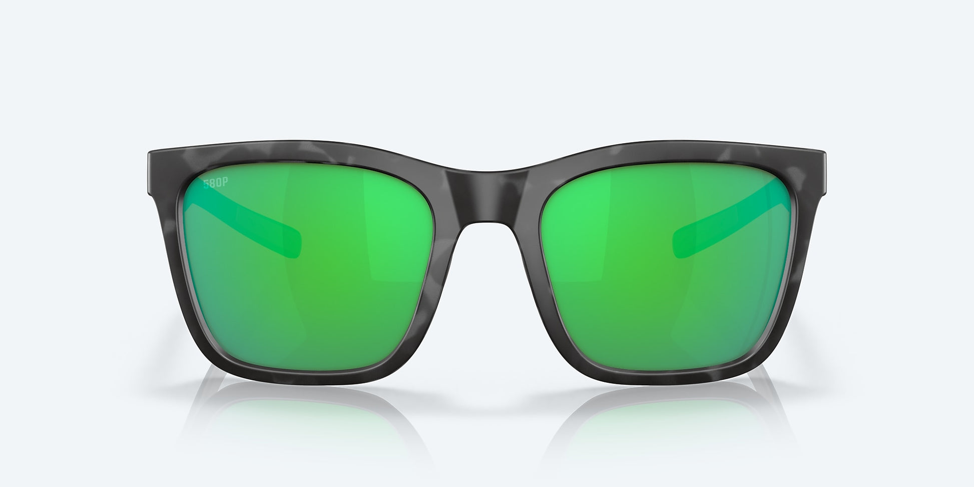 [Green Mirror Polarized Polycarbonate Lenses, Matte Gray Tortoise Frame]