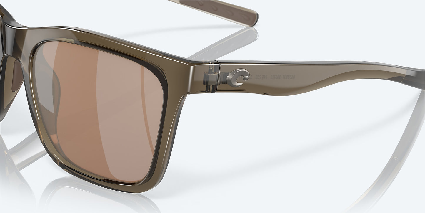 [Copper Silver Mirror Polarized Glass Lenses, Shiny Taupe Crystal Frame]