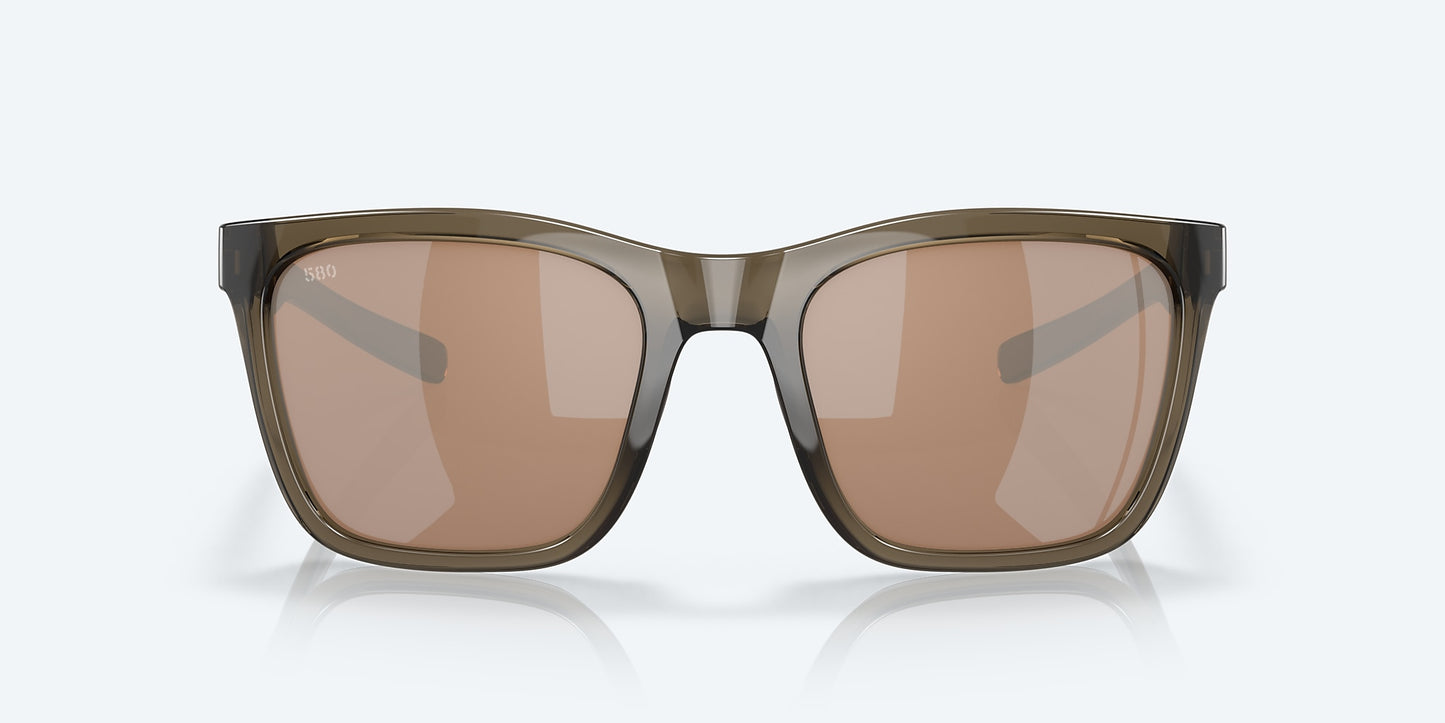 [Copper Silver Mirror Polarized Glass Lenses, Shiny Taupe Crystal Frame]