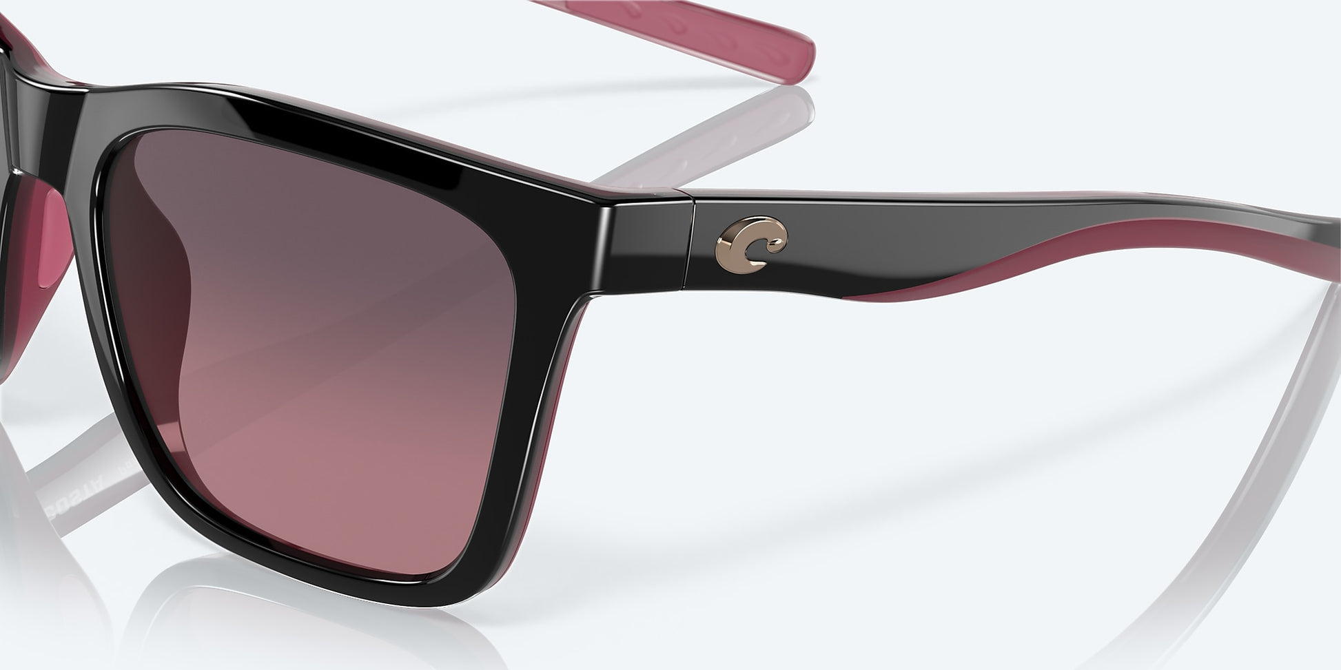[Rose Gradient Polarized Glass Lenses, Black/Crystal/Fuchsia Frame]