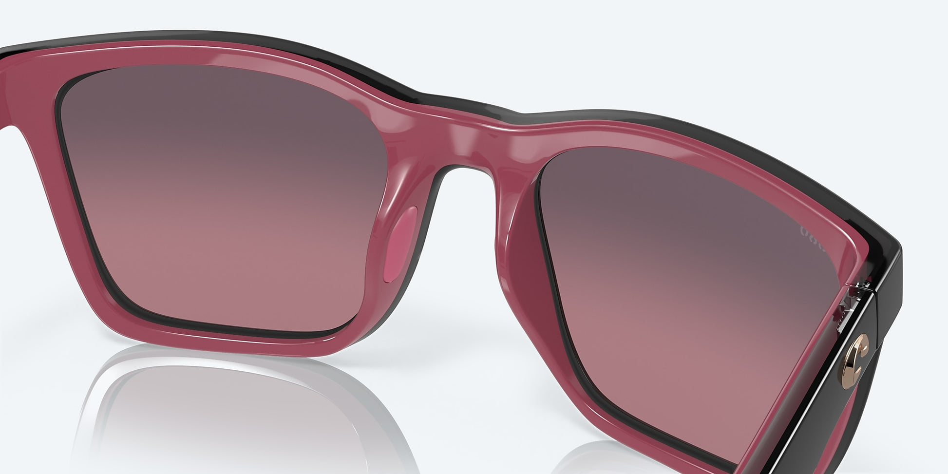 [Rose Gradient Polarized Glass Lenses, Black/Crystal/Fuchsia Frame]