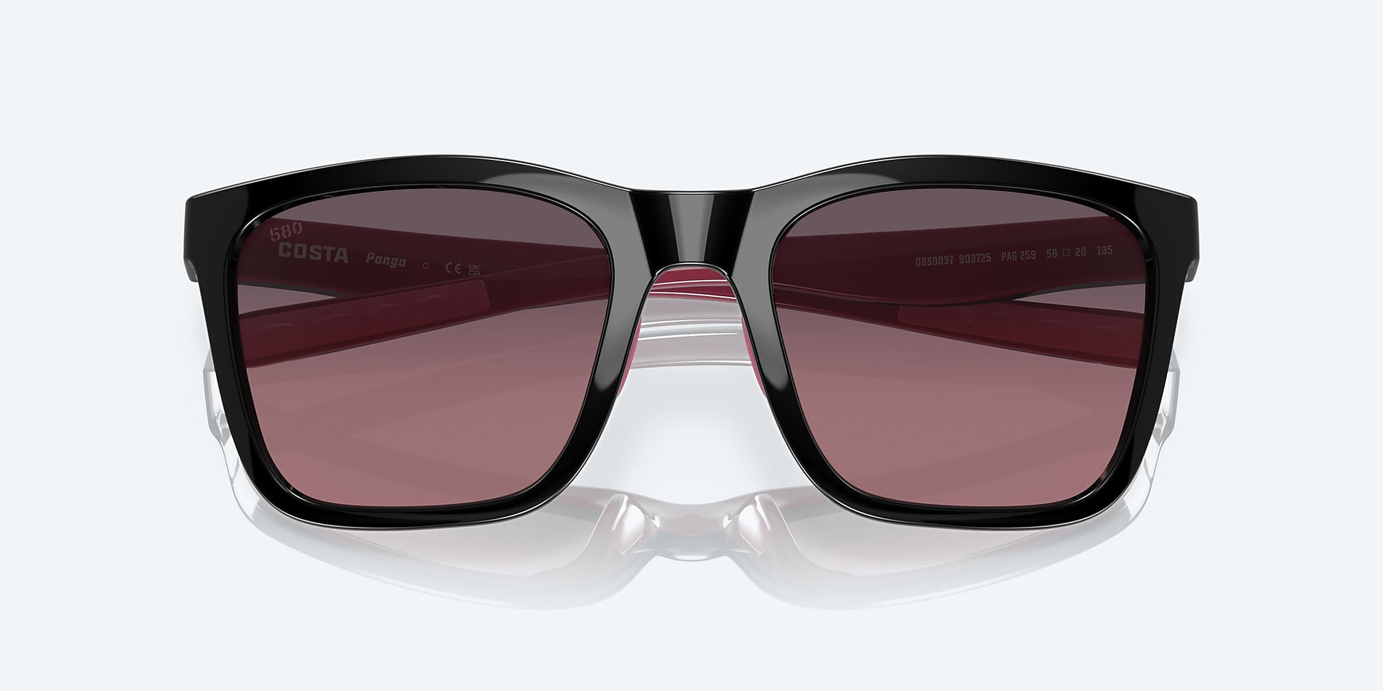 [Rose Gradient Polarized Glass Lenses, Black/Crystal/Fuchsia Frame]