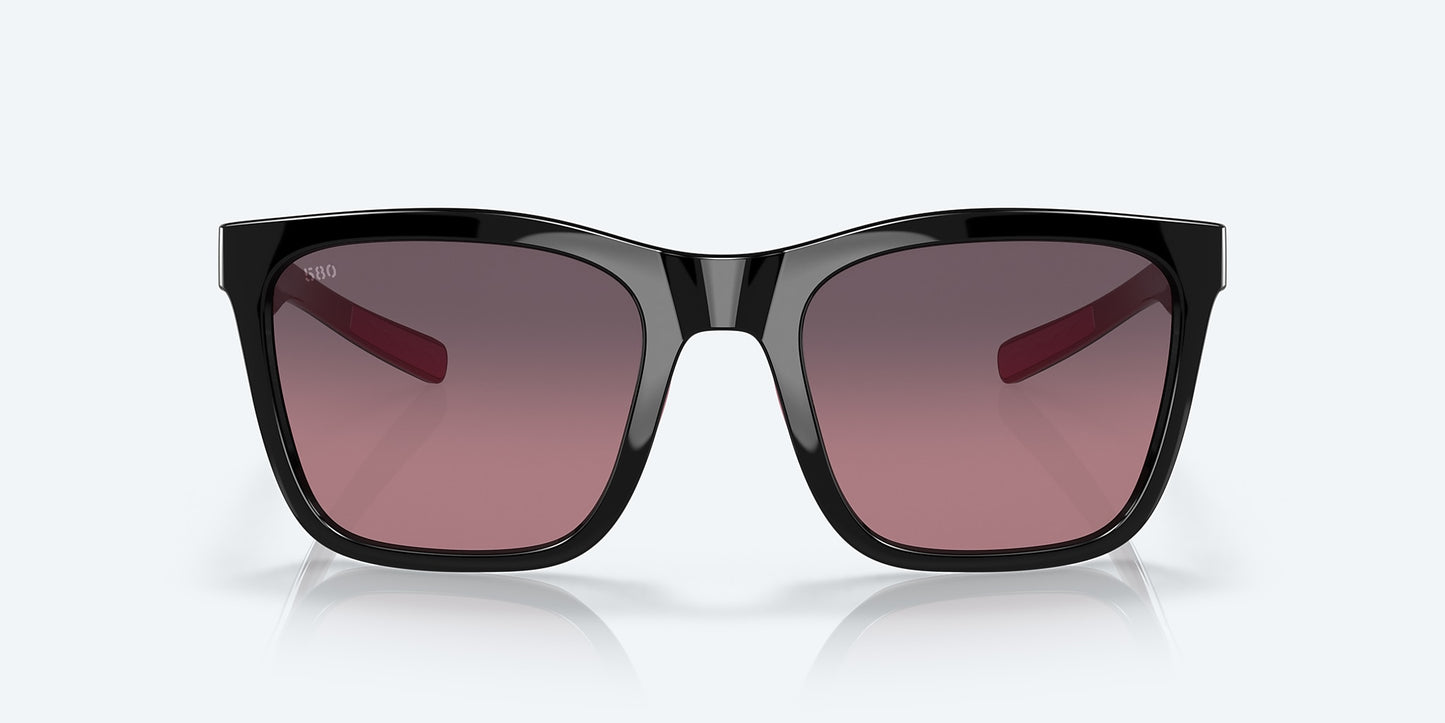 [Rose Gradient Polarized Glass Lenses, Black/Crystal/Fuchsia Frame]