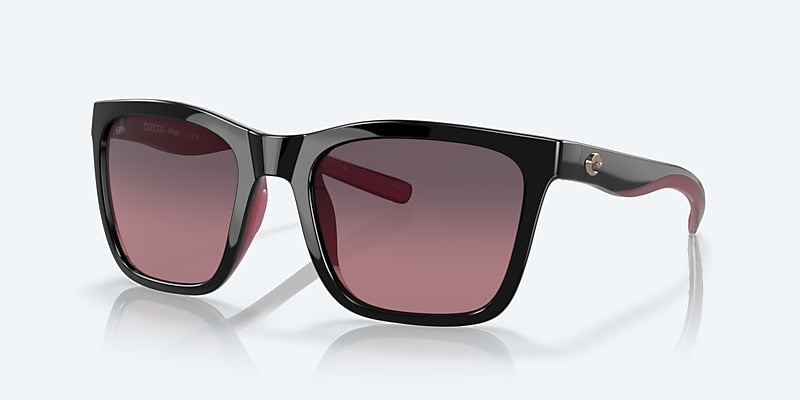 [Rose Gradient Polarized Glass Lenses, Black/Crystal/Fuchsia Frame]
