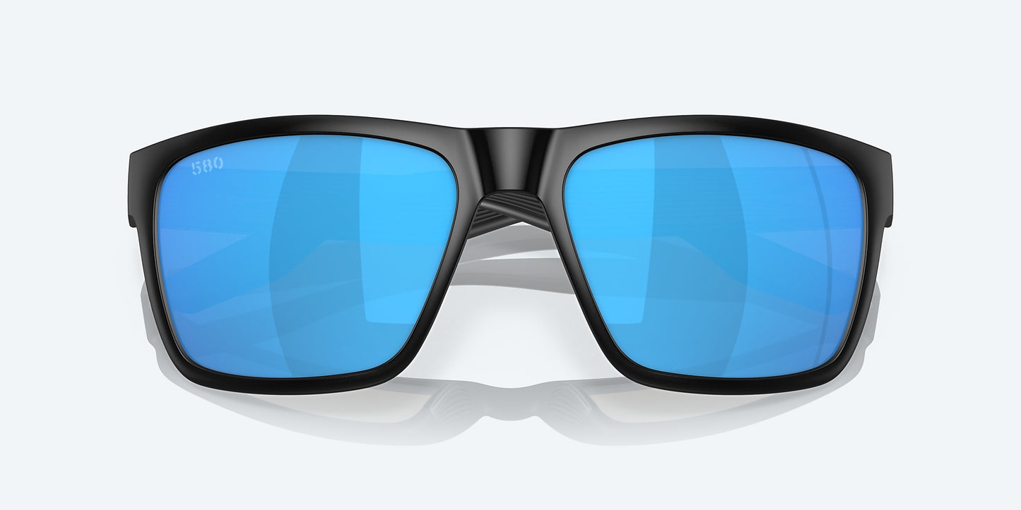 [Blue Mirror Polarized Glass Lenses, Matte Black Frame]
