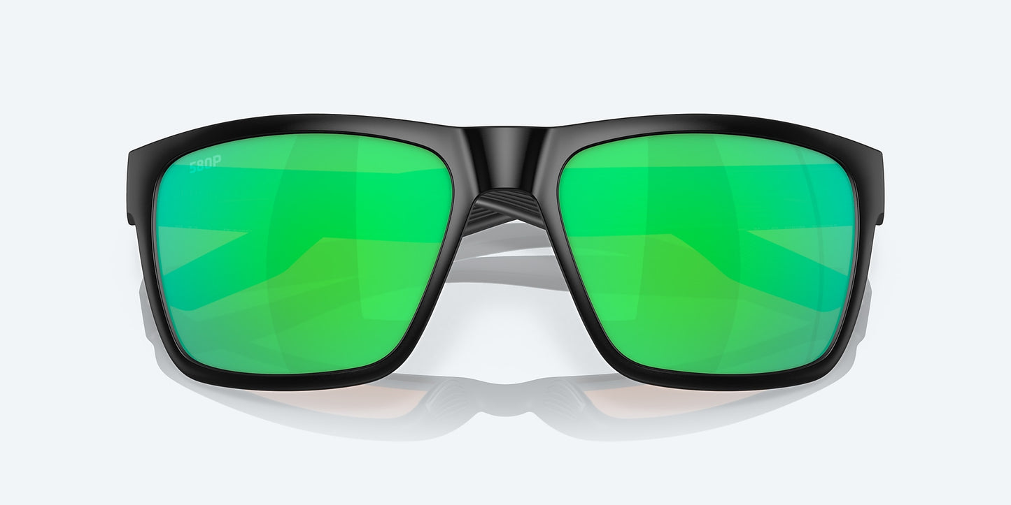 [Green Mirror Polarized Polycarbonate Lenses, Matte Black Frame]