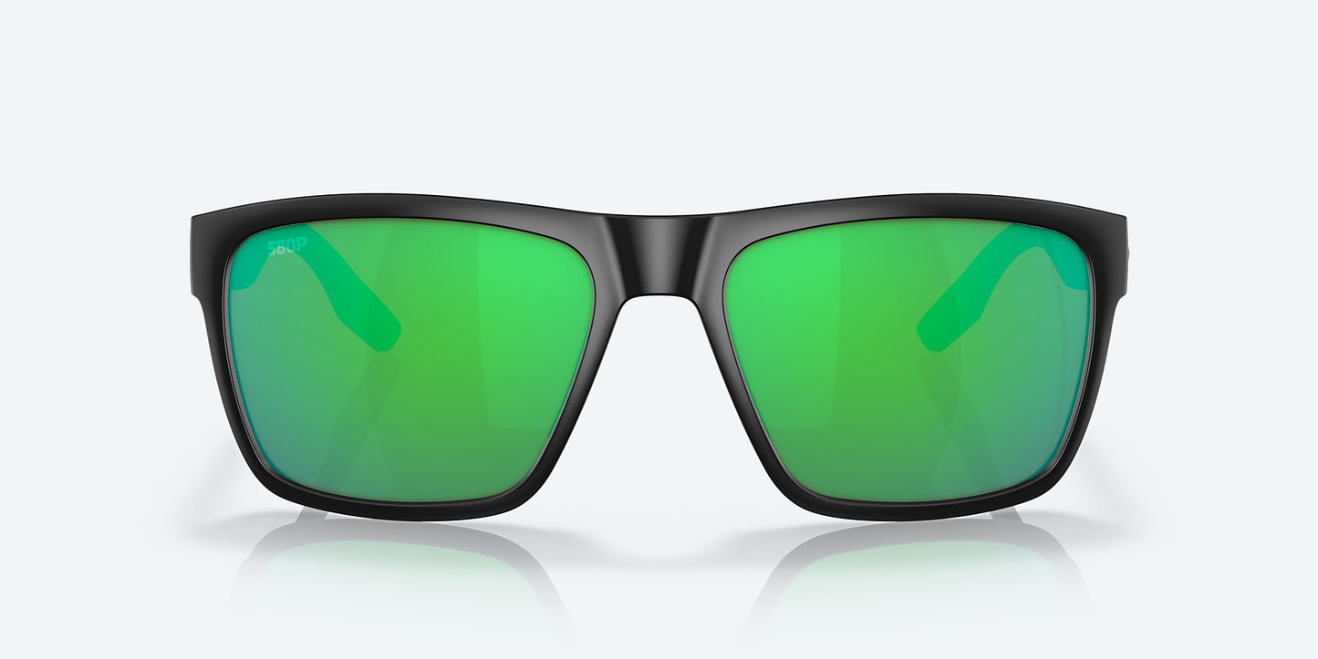[Green Mirror Polarized Polycarbonate Lenses, Matte Black Frame]