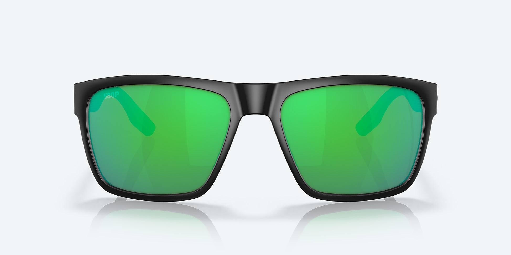 [Green Mirror Polarized Polycarbonate Lenses, Matte Black Frame]