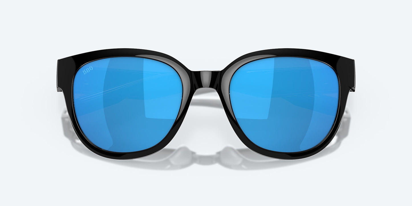 [Blue Mirror Polarized Glass Lenses, Black Frame]