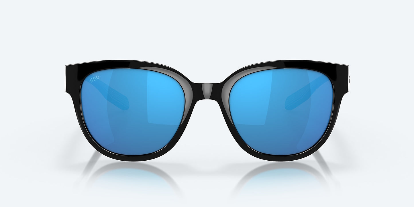 [Blue Mirror Polarized Glass Lenses, Black Frame]