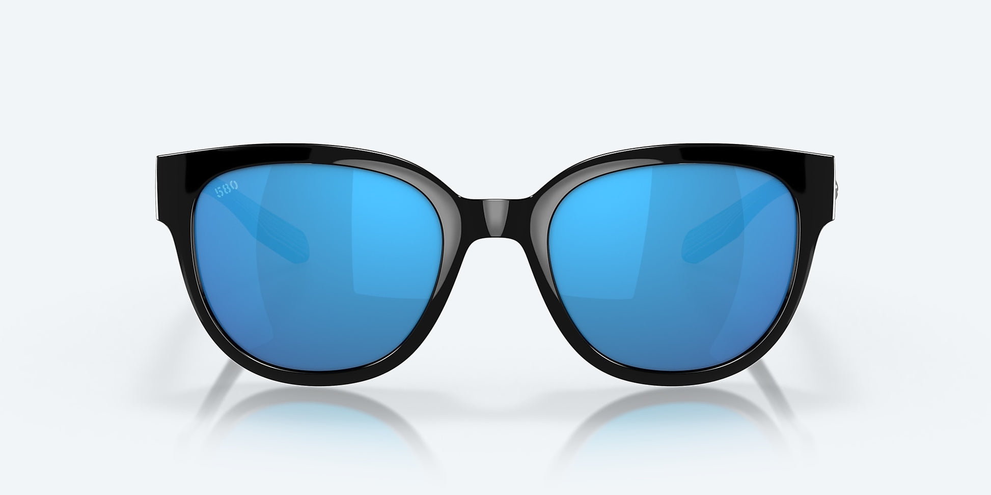 [Blue Mirror Polarized Glass Lenses, Black Frame]
