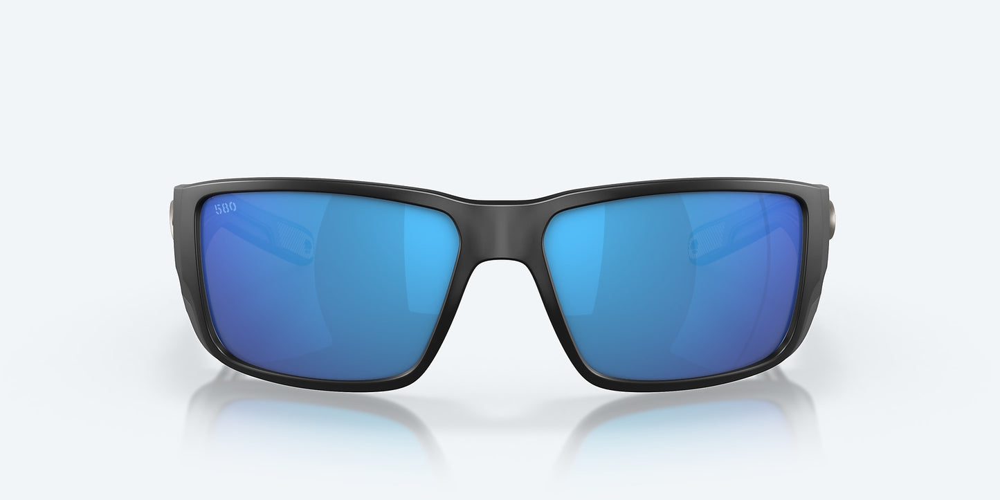[Blue Mirror Polarized Glass Lenses, Matte Black Frame]