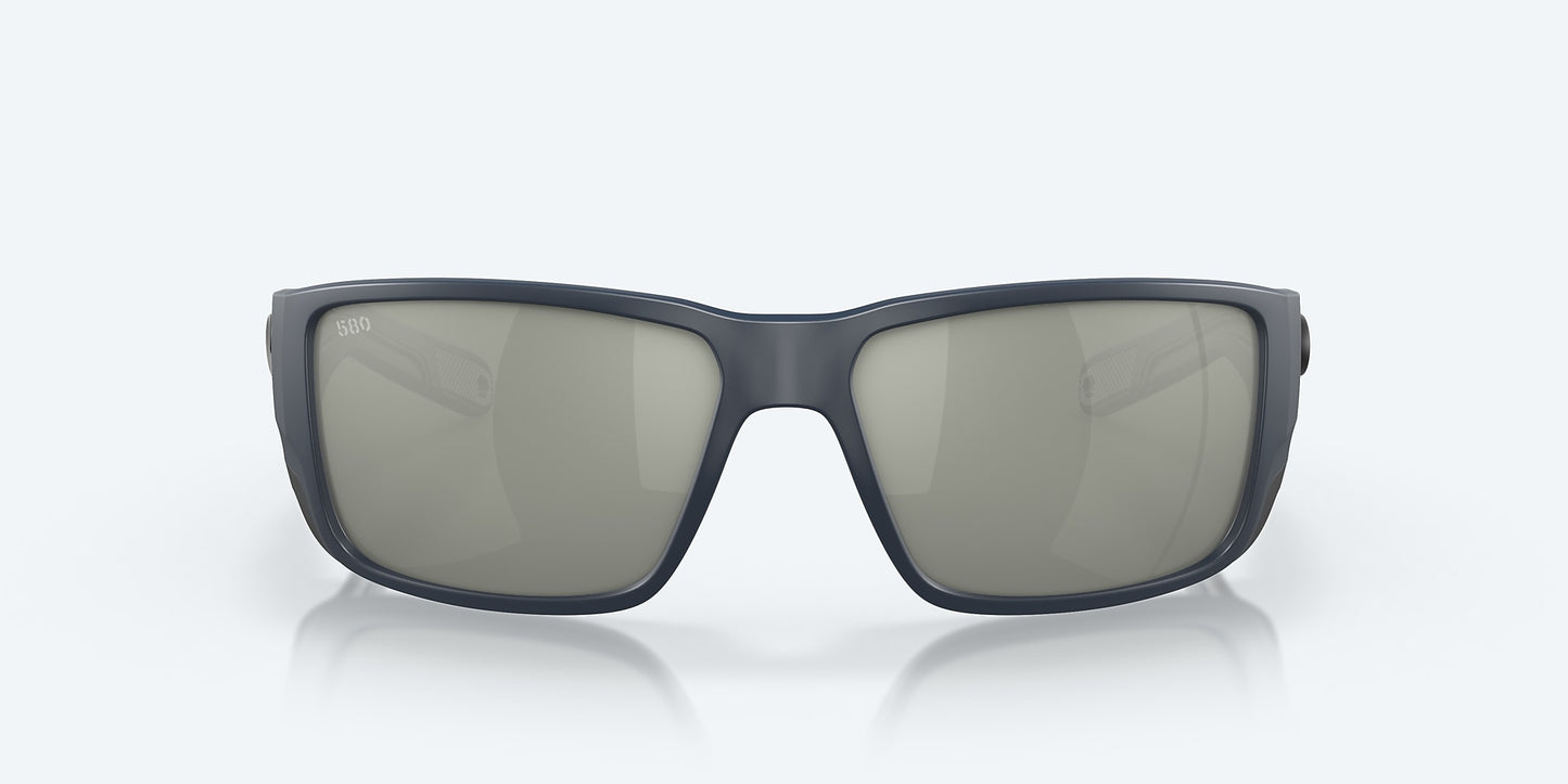 [Gray Silver Mirror Polarized Glass Lenses, Midnight Blue Frame]