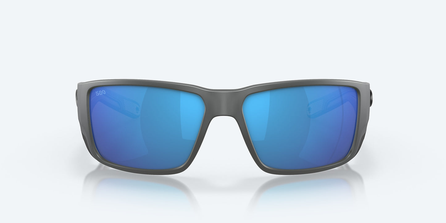 [Blue Mirror Polarized Glass Lenses, Matte Gray Frame]
