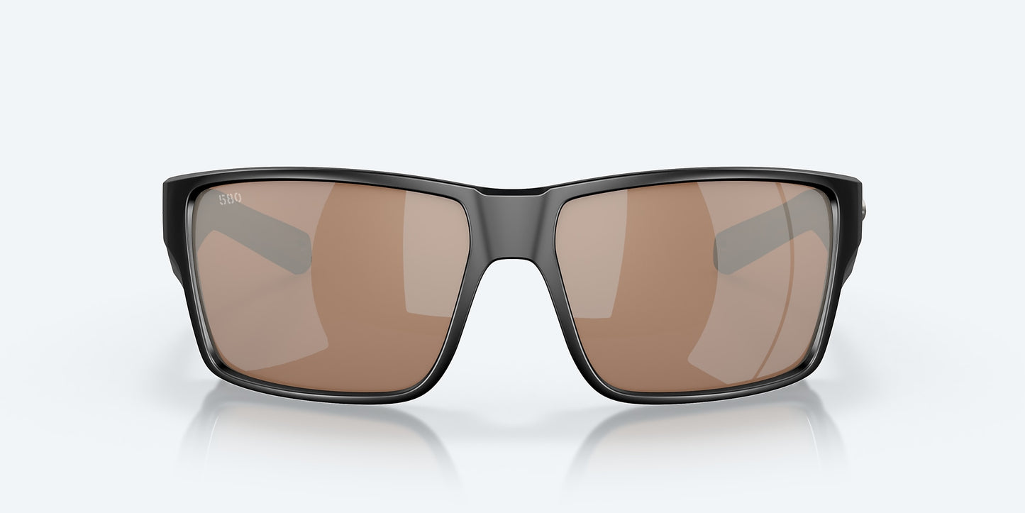 [Copper Silver Mirror Polarized Glass Lenses, Matte Black Frame]