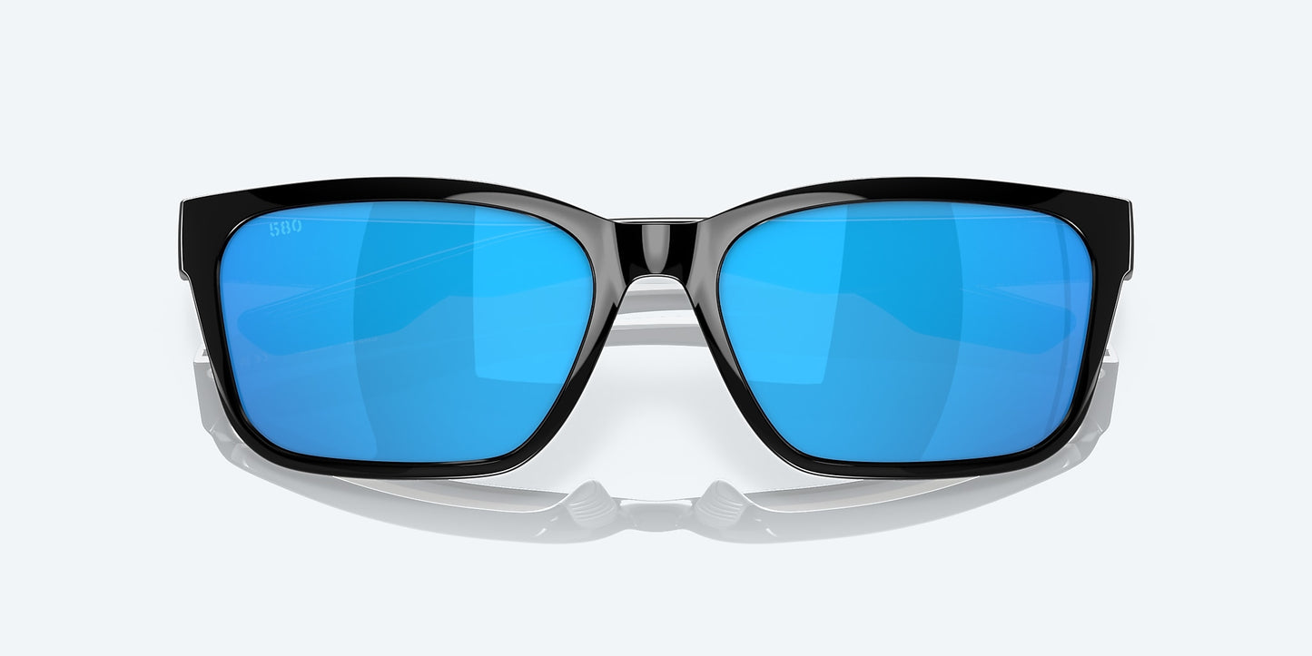 [Blue Mirror Polarized Glass Lenses, Black Frame]