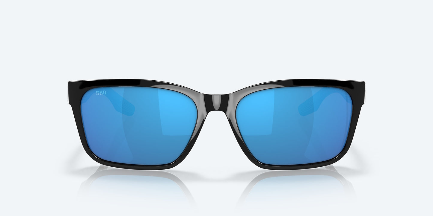 [Blue Mirror Polarized Glass Lenses, Black Frame]