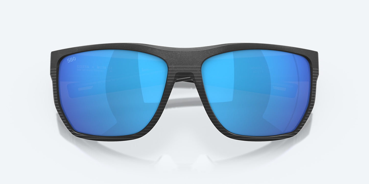 [Blue Mirror Polarized Glass Lenses, Net Black Frame]