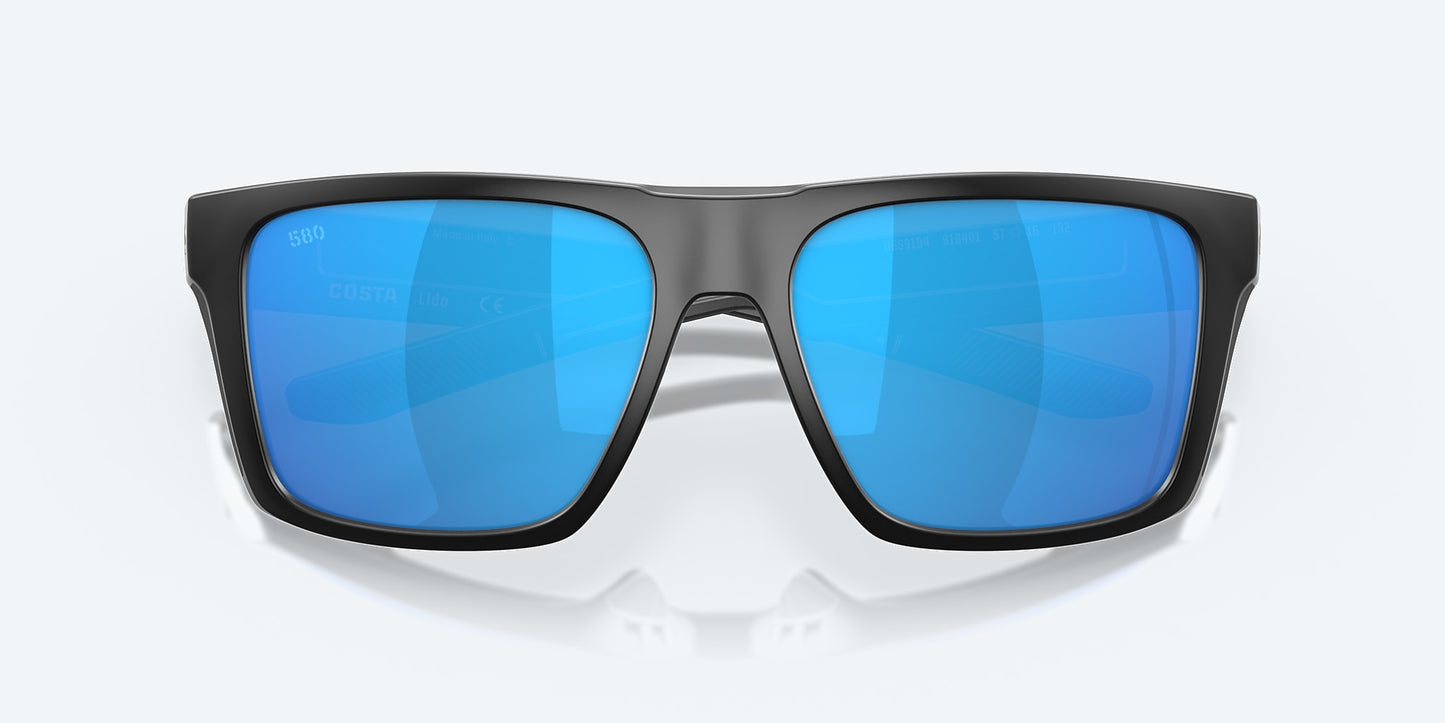 [Blue Mirror Polarized Glass Lenses, Matte Black Frame]