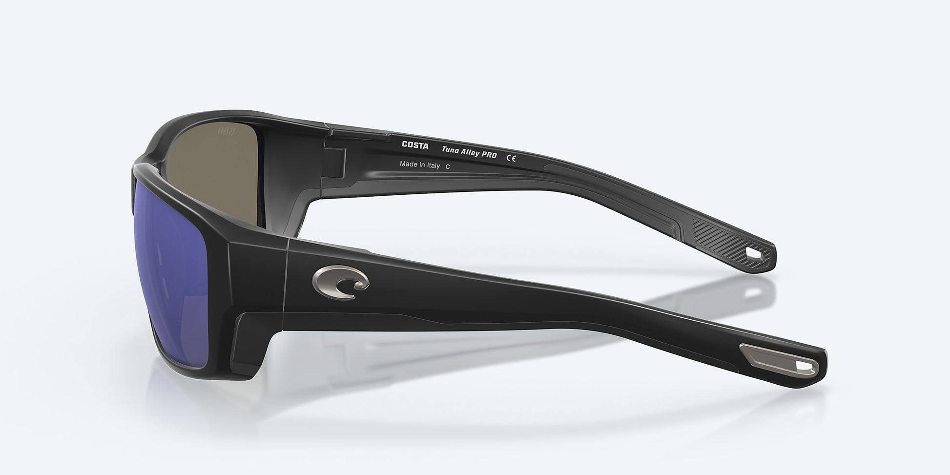 [Blue Mirror Polarized Glass Lenses, Matte Black Frame]