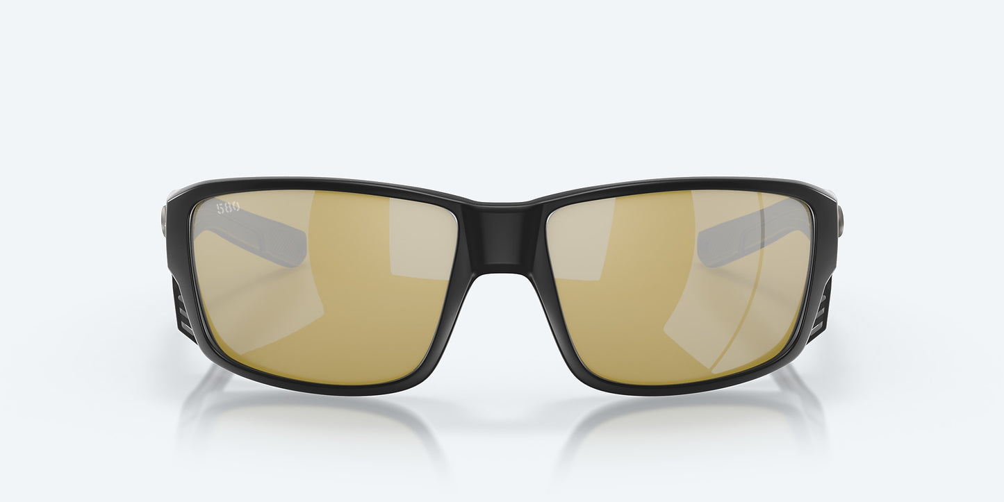 [Sunrise Silver Mirror Polarized Glass Lenses, Matte Black Frame]