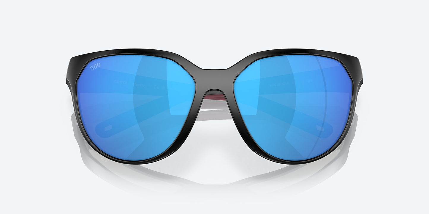 [Blue Mirror Polarized Glass Lenses, Matte Black Frame]