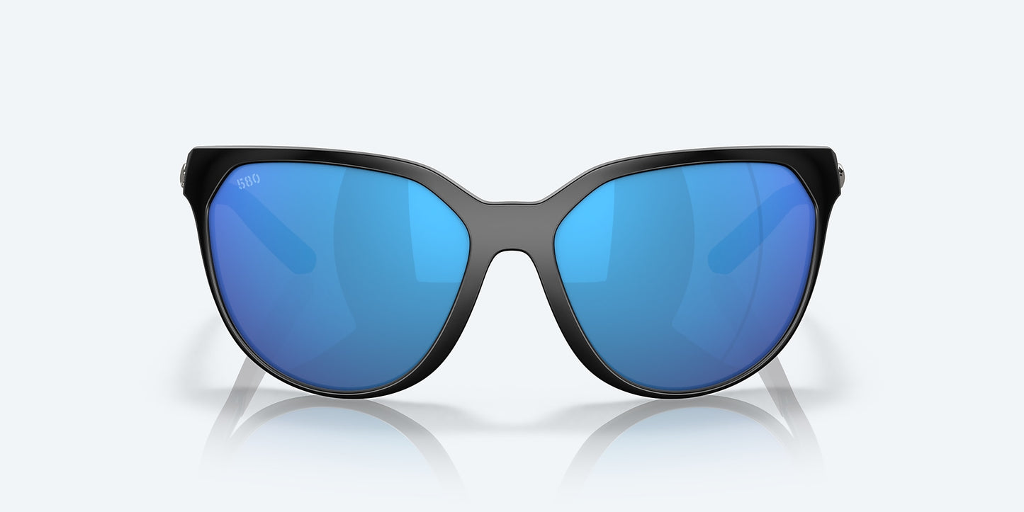 [Blue Mirror Polarized Glass Lenses, Matte Black Frame]