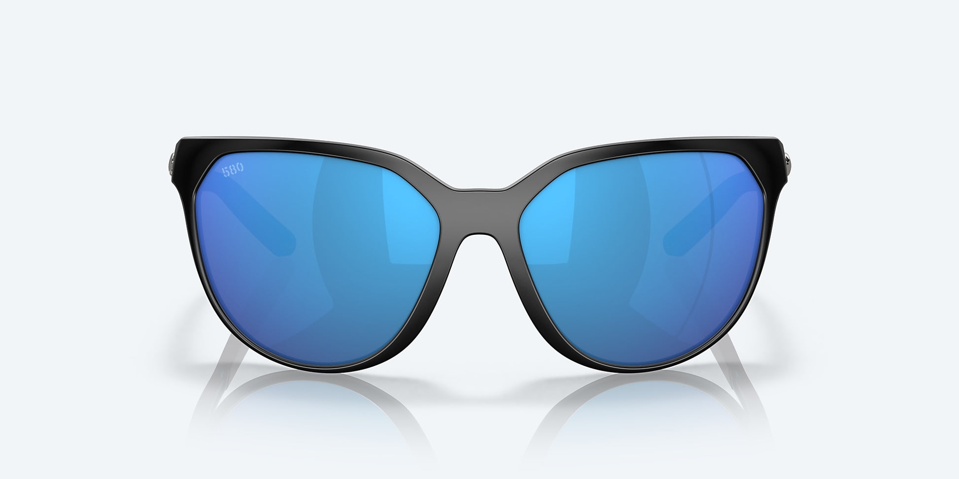 [Blue Mirror Polarized Glass Lenses, Matte Black Frame]