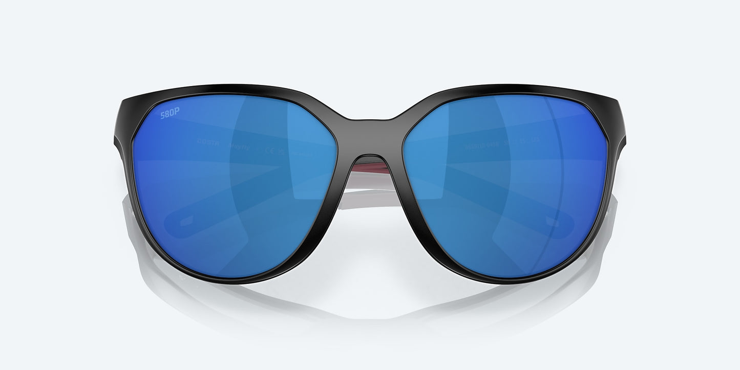 [Blue Mirror Polarized Polycarbonate Lenses, Matte Black Frame]